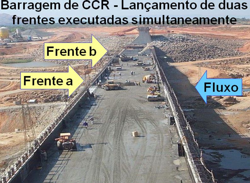 Barragem em CCR · lançamento em duas frentes